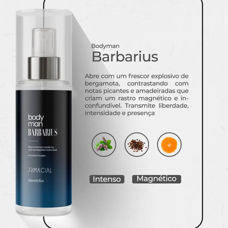 Kit Body Splash Masculino Barbarius e Midtown 200ml by Primacial - 7