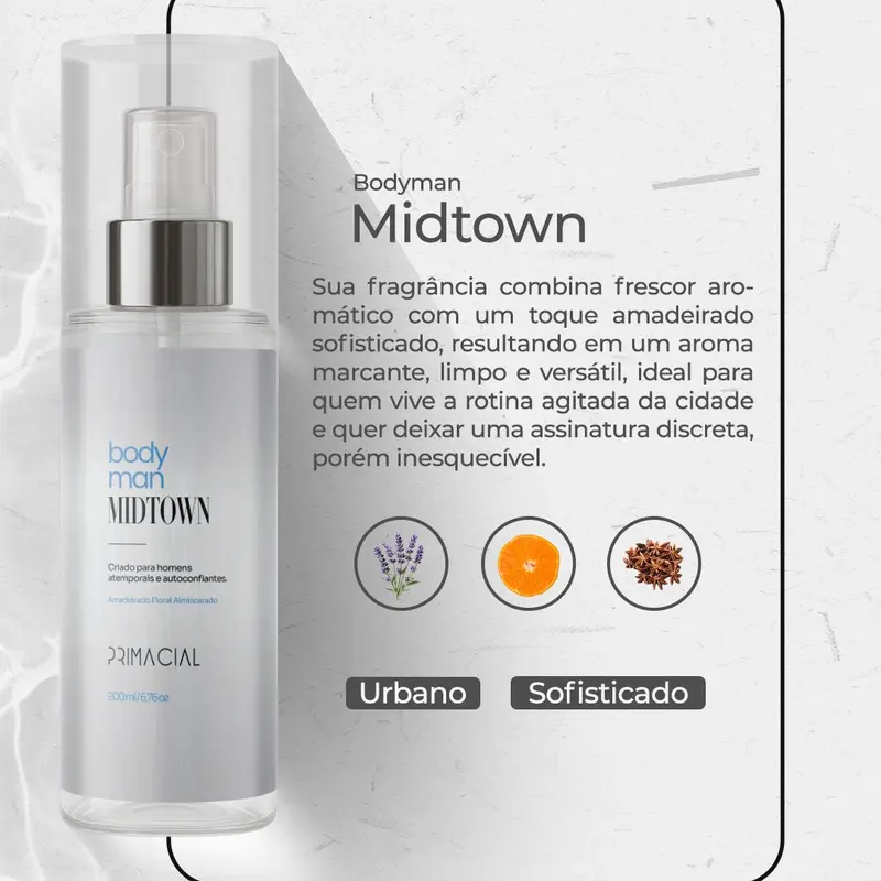 Kit Body Splash Masculino Barbarius e Midtown 200ml by Primacial - 12